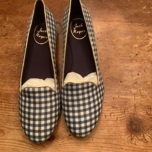 Jack Rogers Blue & White Gingham Loafers / Flats Size 8